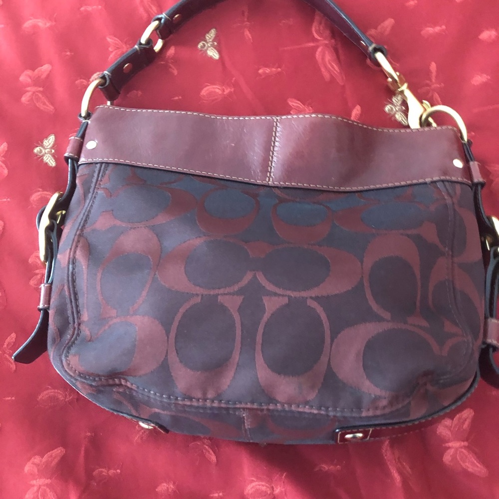 Coach burgundy Leather Shoulder Bug